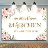 Süß Mädchen Ist An Die Weg Baby Dusche Hintergrund